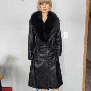 #751 Lamb leather/fox fur coat